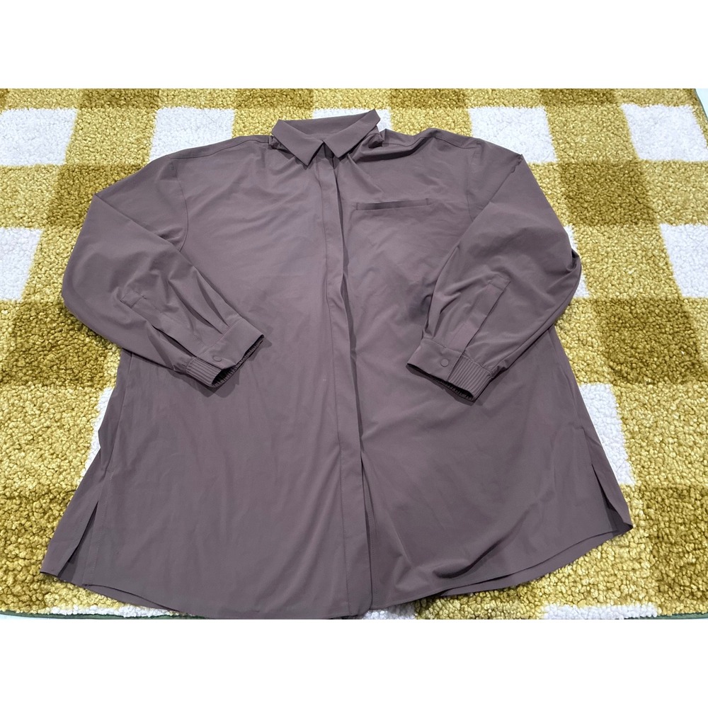 Nike 24.7 Dri-FIT Women Long Sleeve Button Up Shirt Mauve Brown HM8385-004 LTall